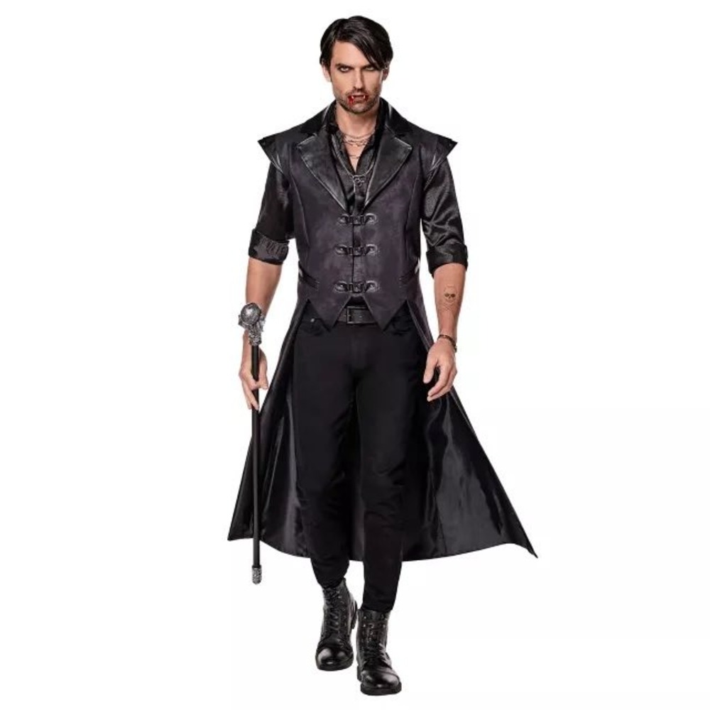 Spirit Halloween Gothic Vampire Jacket Vest Black Brocade Cosplay Steampunk L